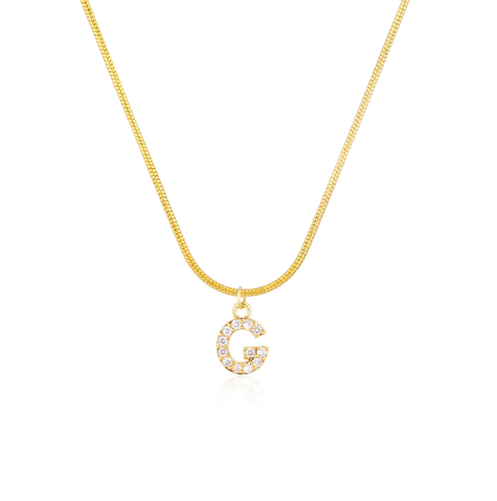 CZ Initial Snake Chain