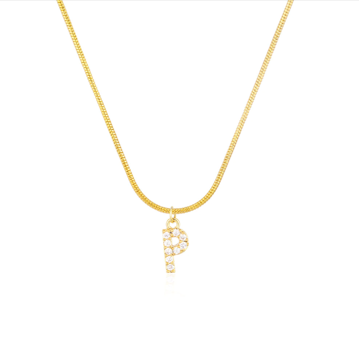 CZ Initial Snake Chain