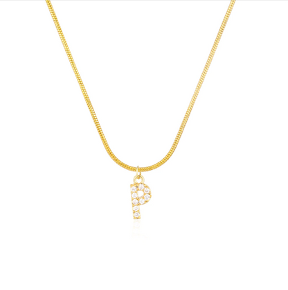 CZ Initial Snake Chain