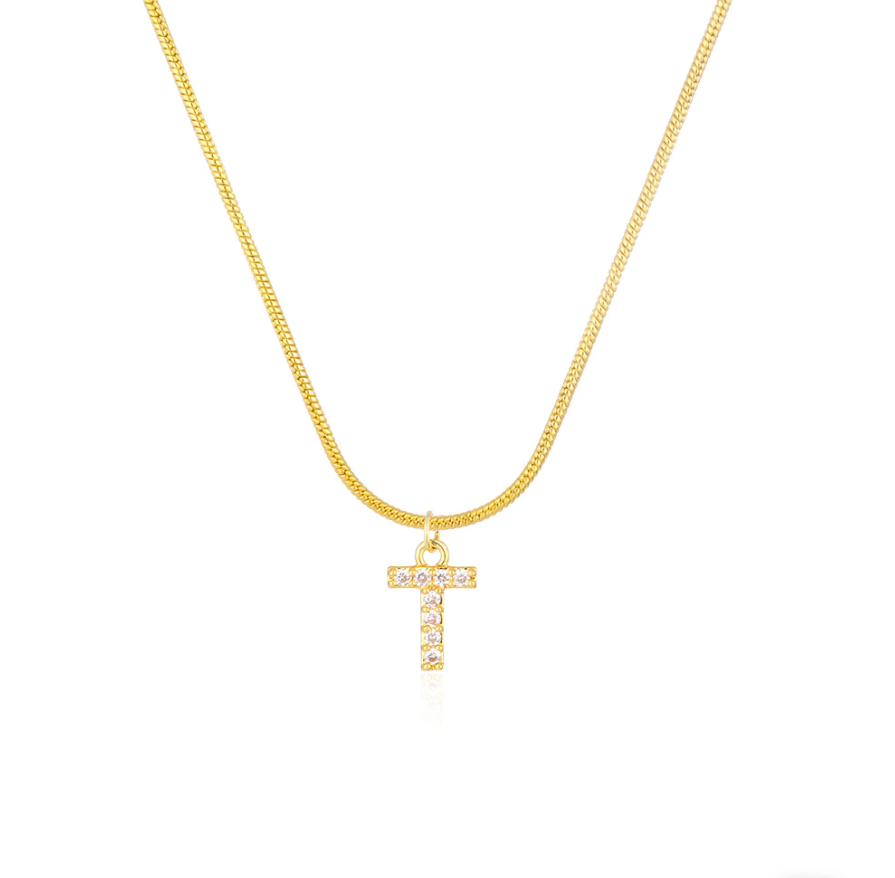 CZ Initial Snake Chain