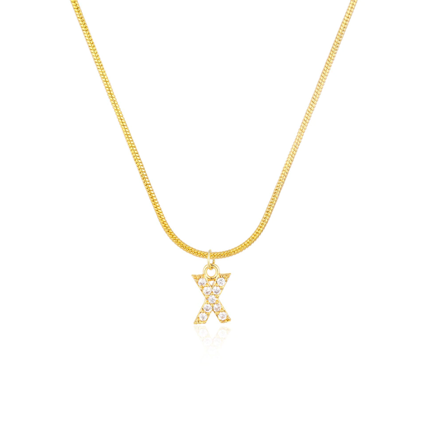 CZ Initial Snake Chain