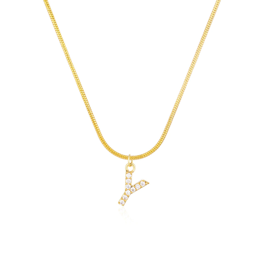 CZ Initial Snake Chain