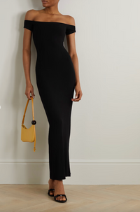 Soft Lounge off-the-shoulder ribbed stretch-modal maxi dress - Onyx