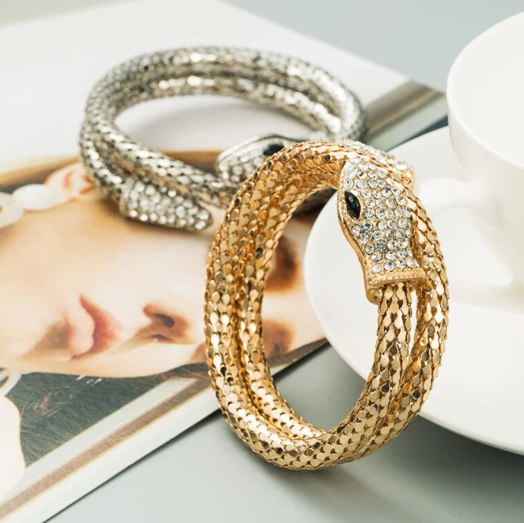 Rhinestone Snake Shaped Wrapped Bracelet