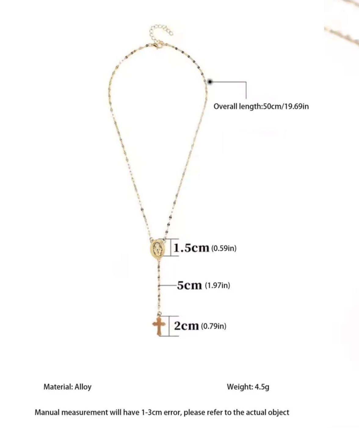 New Style Cross & Virgin Mary Tassel Detail Long Necklace