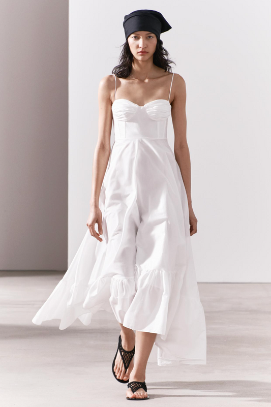RUFFLED POPLIN DRESS