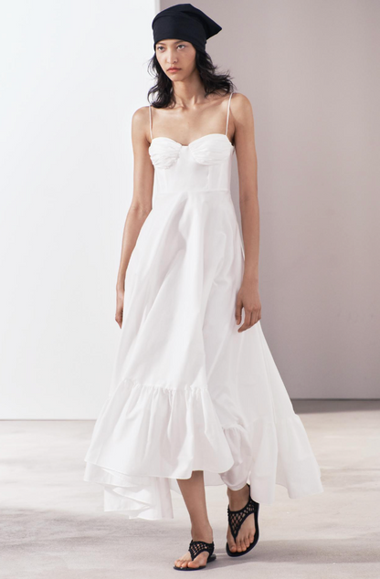 RUFFLED POPLIN DRESS