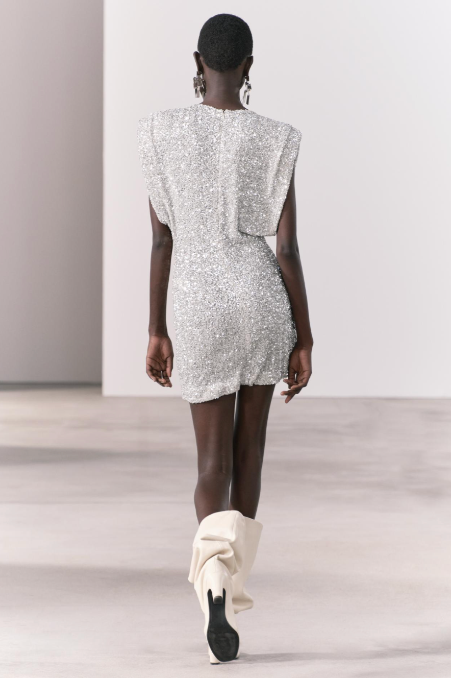 SHOULDER PADS SEQUIN DRESS