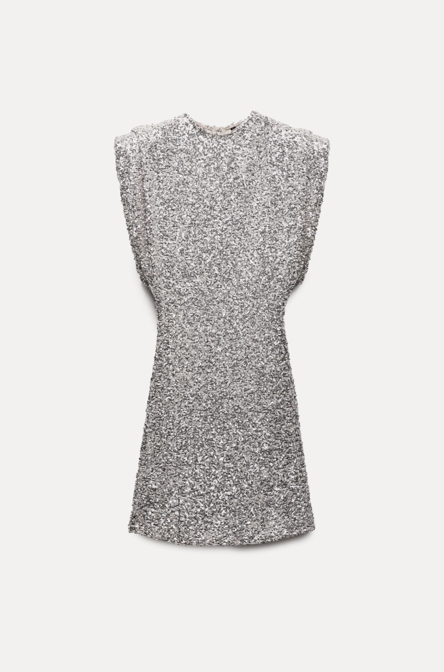 SHOULDER PADS SEQUIN DRESS