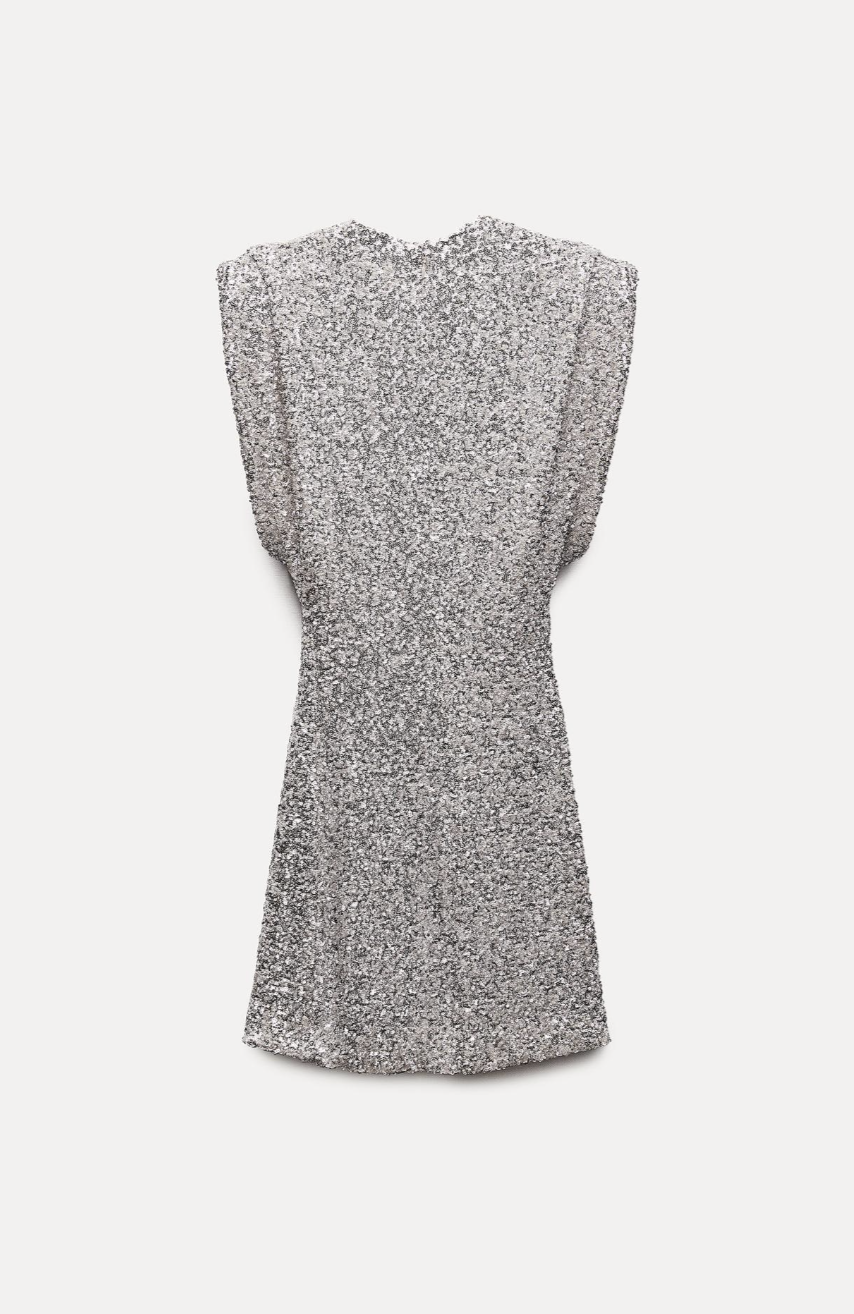 SHOULDER PADS SEQUIN DRESS