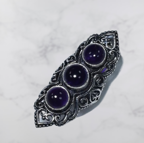 Genuine Moonstone Labradorite Amethyst Ring