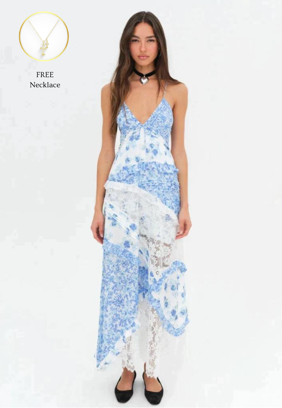 Blue Rosalyn Maxi Dress