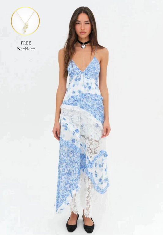 Blue Rosalyn Maxi Dress