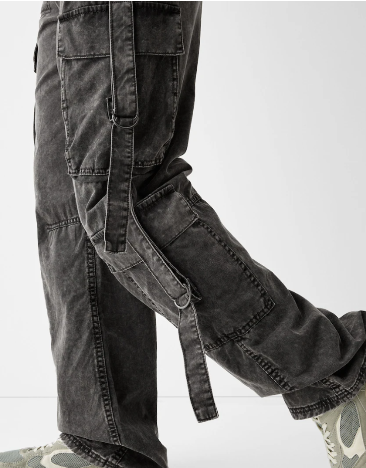 Cotton cargo trousers with straps