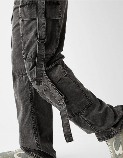 Cotton cargo trousers with straps