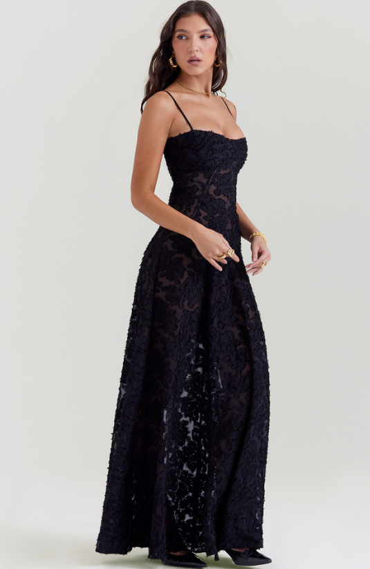 THE SEREN FLORAL LACE BACK MAXI DRESS