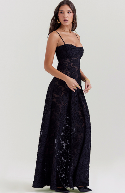 THE SEREN FLORAL LACE BACK MAXI DRESS