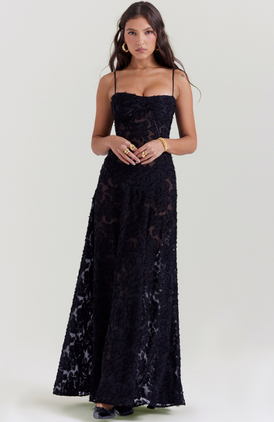 THE SEREN FLORAL LACE BACK MAXI DRESS