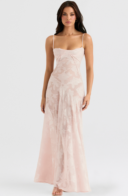 THE SEREN FLORAL LACE BACK MAXI DRESS