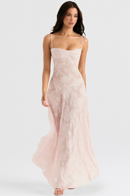 THE SEREN FLORAL LACE BACK MAXI DRESS