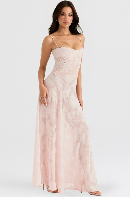 THE SEREN FLORAL LACE BACK MAXI DRESS