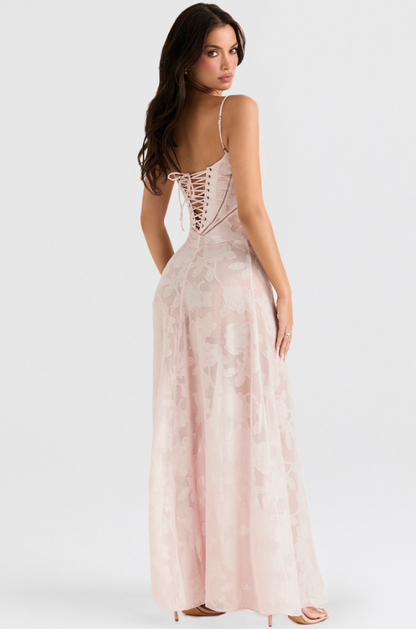 THE SEREN FLORAL LACE BACK MAXI DRESS