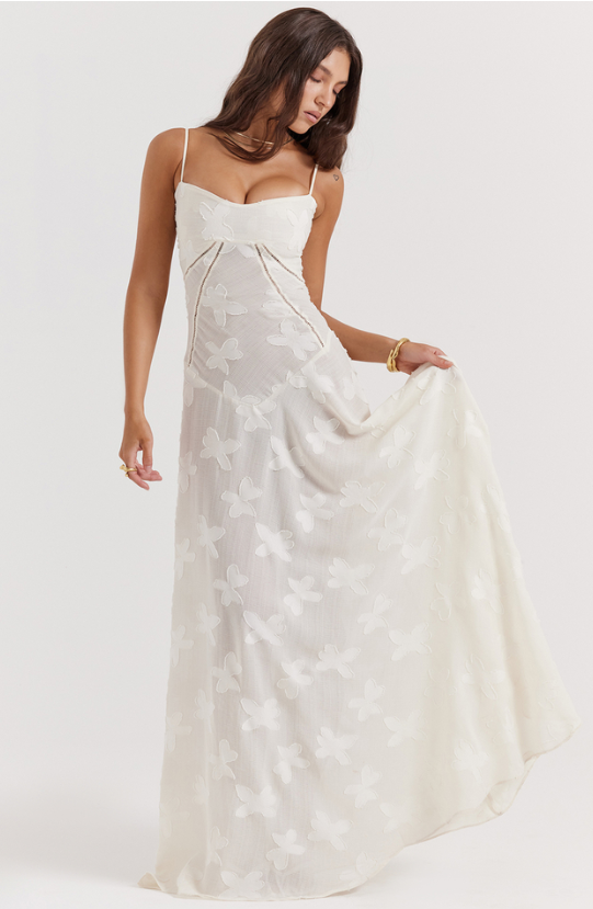 THE SEREN FLORAL LACE BACK MAXI DRESS