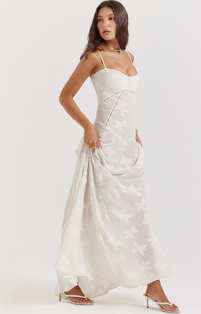 THE SEREN FLORAL LACE BACK MAXI DRESS