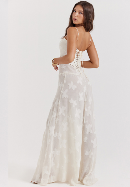THE SEREN FLORAL LACE BACK MAXI DRESS