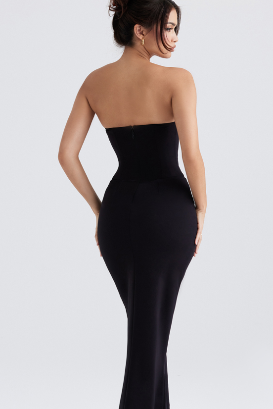 SABINE BLACK STRAPLESS CORSET DRESS