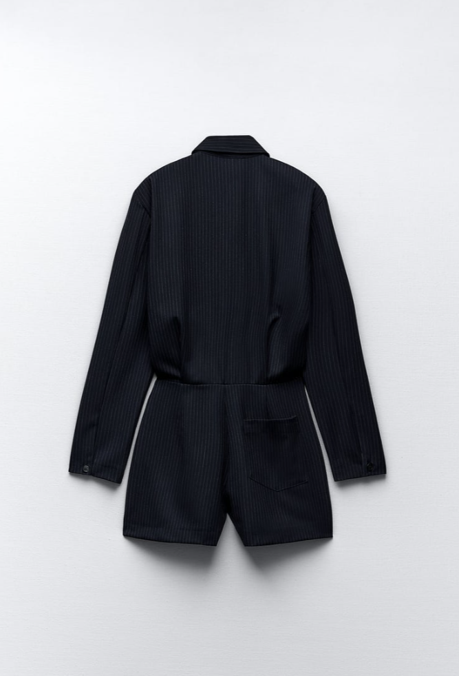PINSTRIPED JUMPSUIT WITH NECKTIE