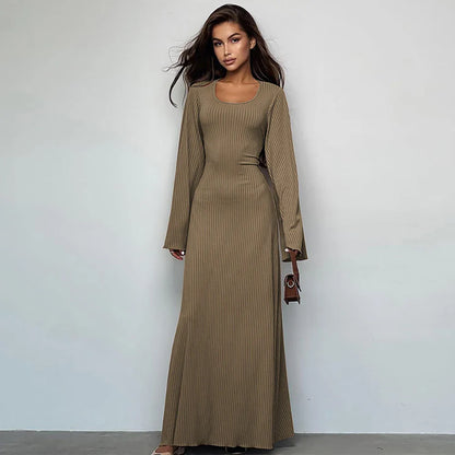 Tahlia Ribbed Belle Sleeve Maxi Dress