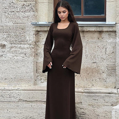 Tahlia Ribbed Belle Sleeve Maxi Dress