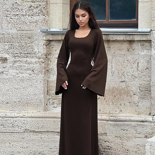 Tahlia Ribbed Belle Sleeve Maxi Dress