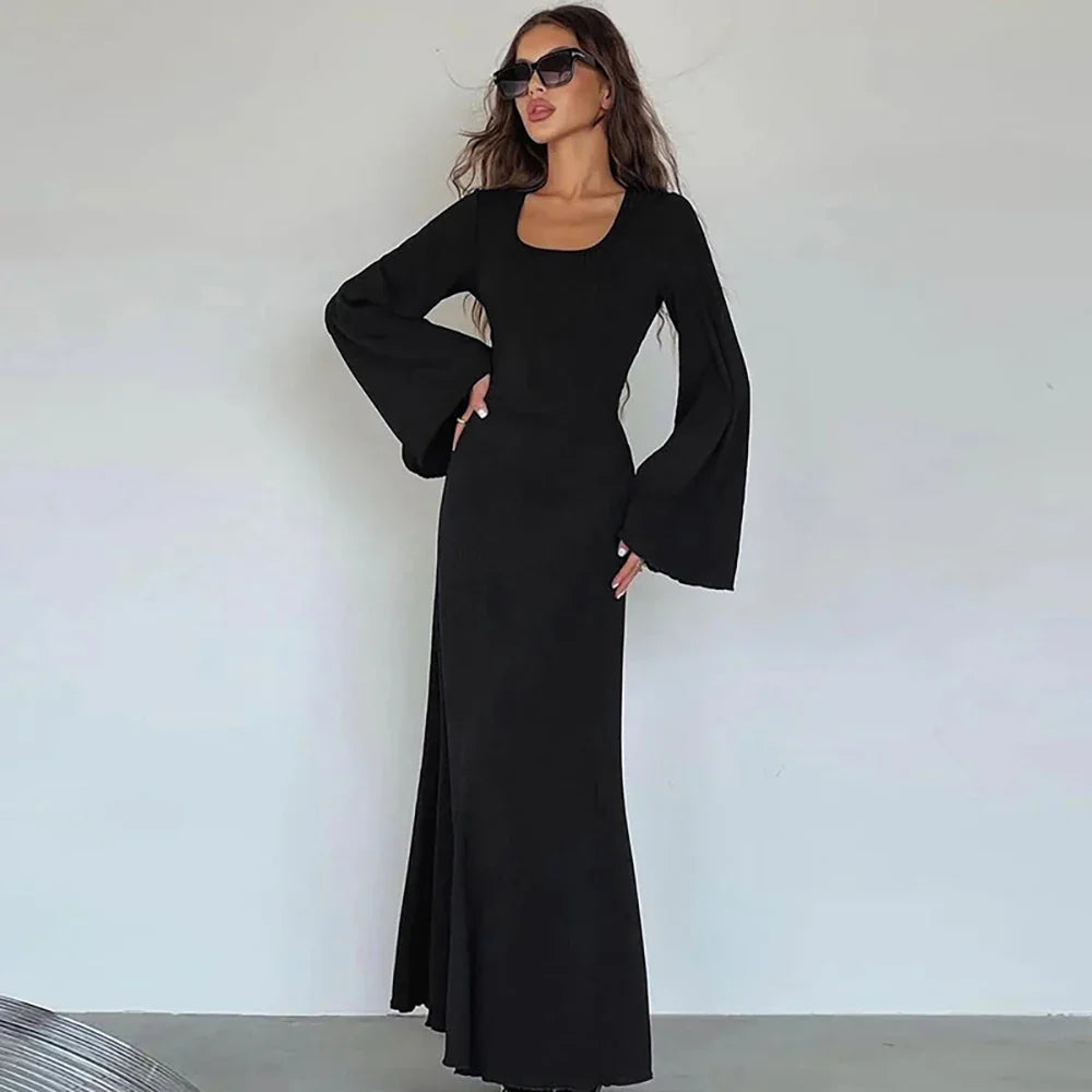 Tahlia Ribbed Belle Sleeve Maxi Dress
