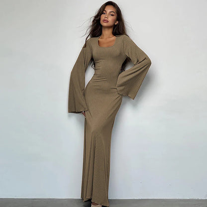 Tahlia Ribbed Belle Sleeve Maxi Dress