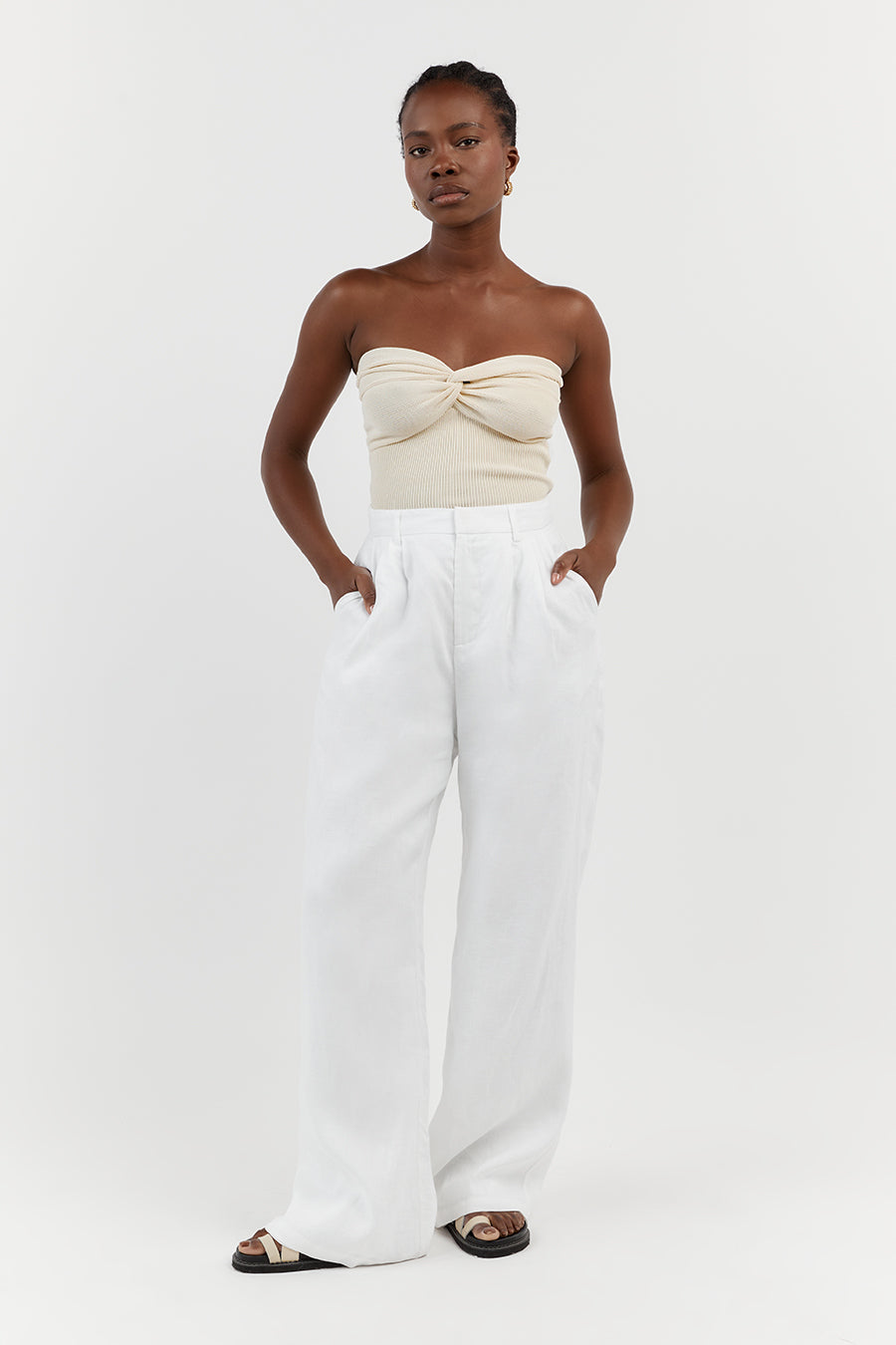ANIKA TWISTED CREAM KNIT TOP