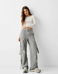 Cotton cargo trousers with straps