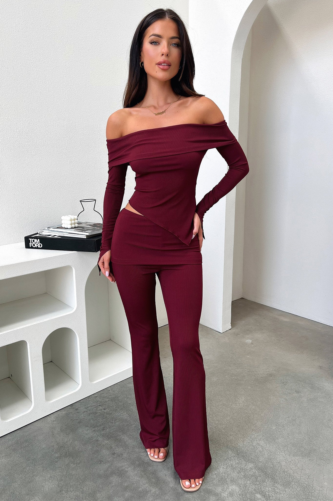 Aniston Top - Burgundy