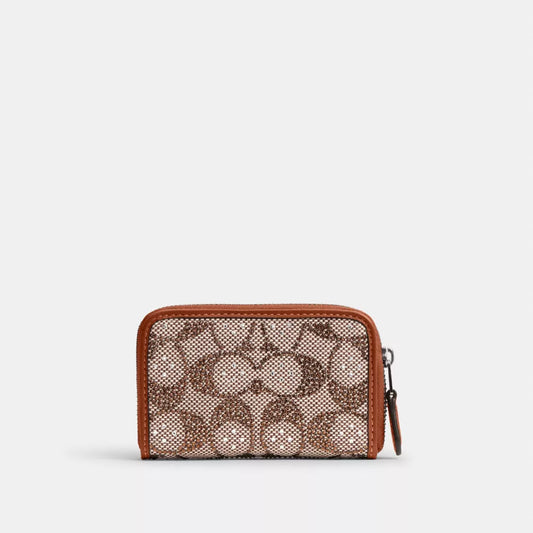 SIGNATURE CRYSTAL ZIP CARD CASE