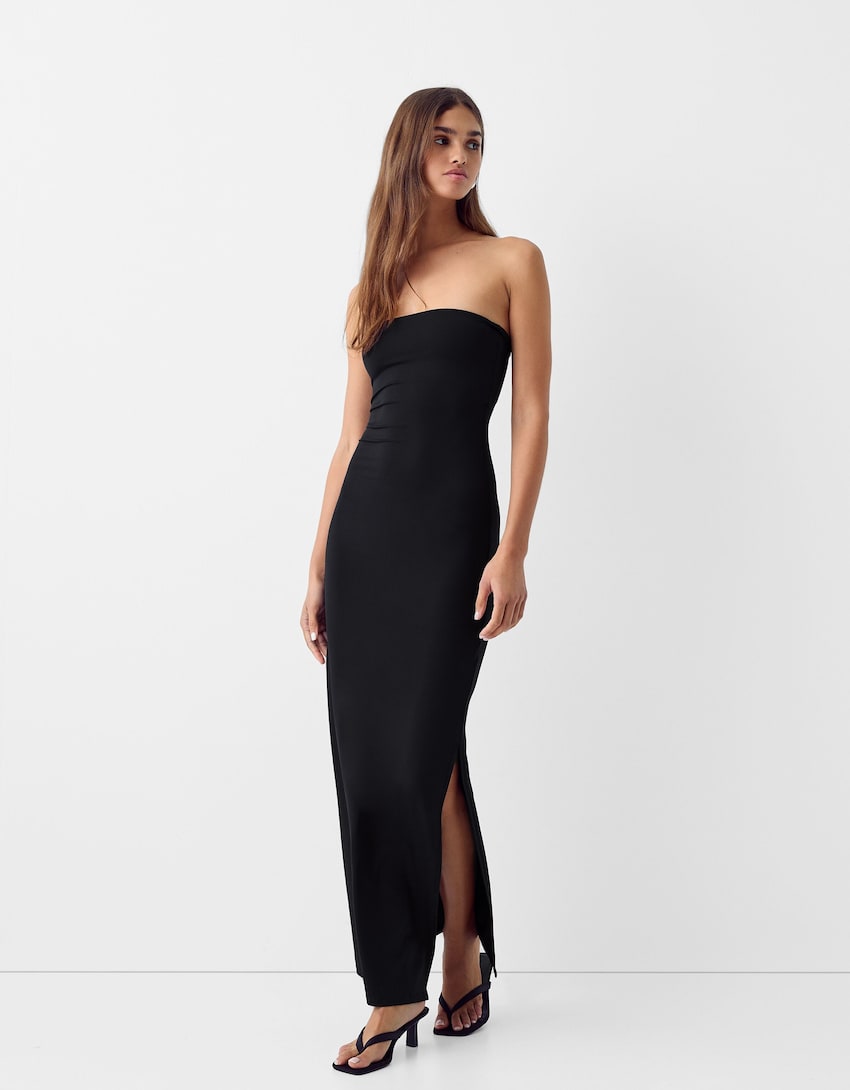 Bandeau neckline midi dress