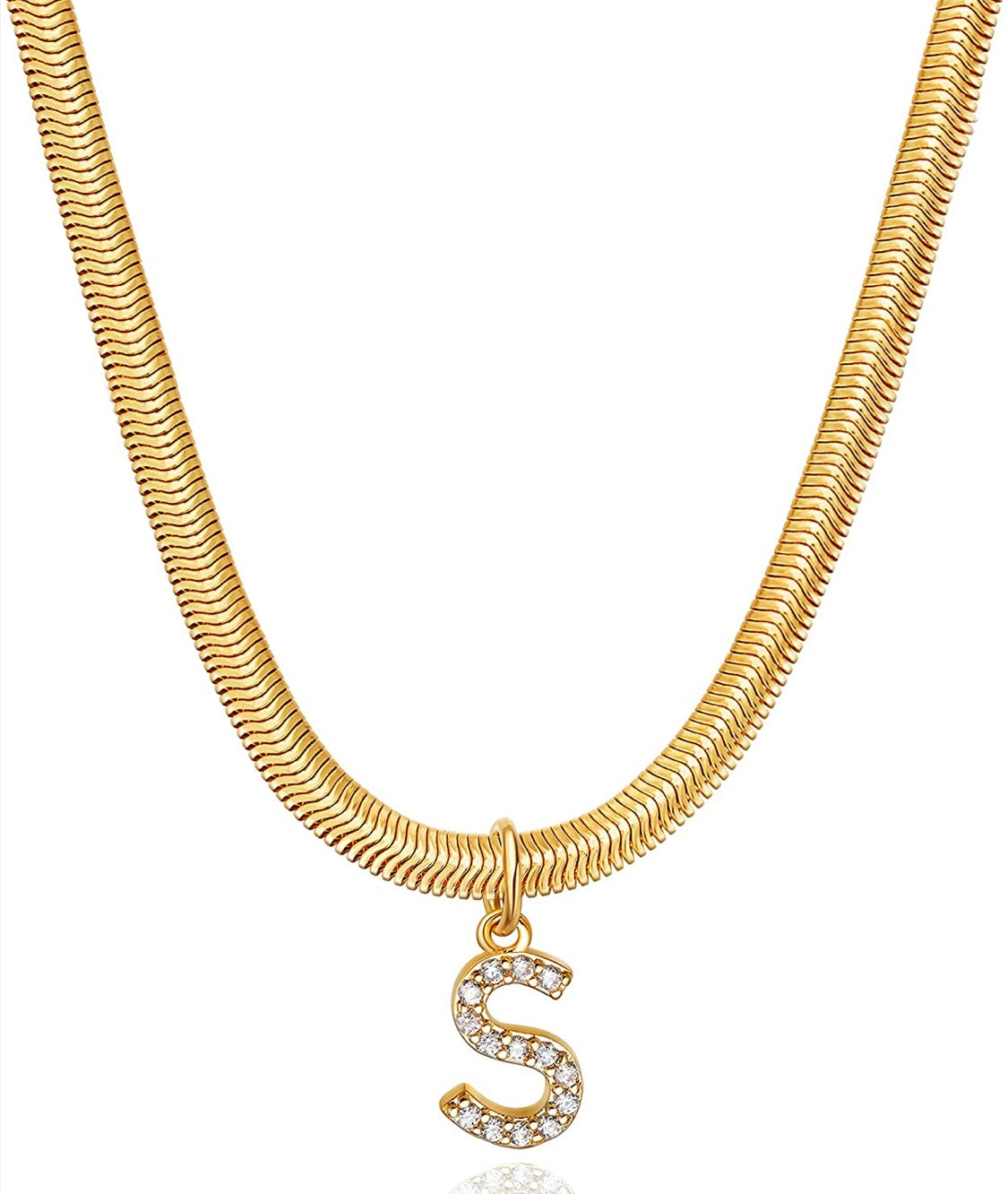 CZ Initial Snake Chain