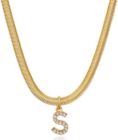 CZ Initial Snake Chain