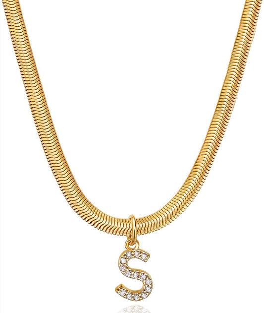CZ Initial Snake Chain