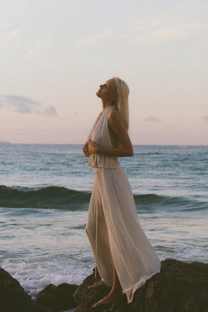 BEST REVENGE® IVORY SILK SKIRT & TOP SET