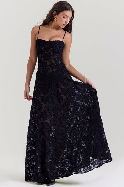 THE SEREN FLORAL LACE BACK MAXI DRESS